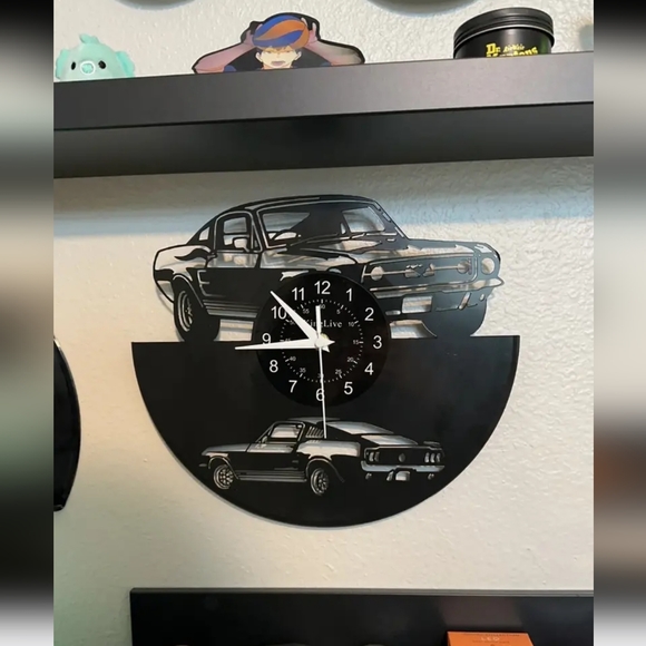 New Mustang Vinyl Record neon remote control 7 color 12" wall clock - Picture 7 of 11